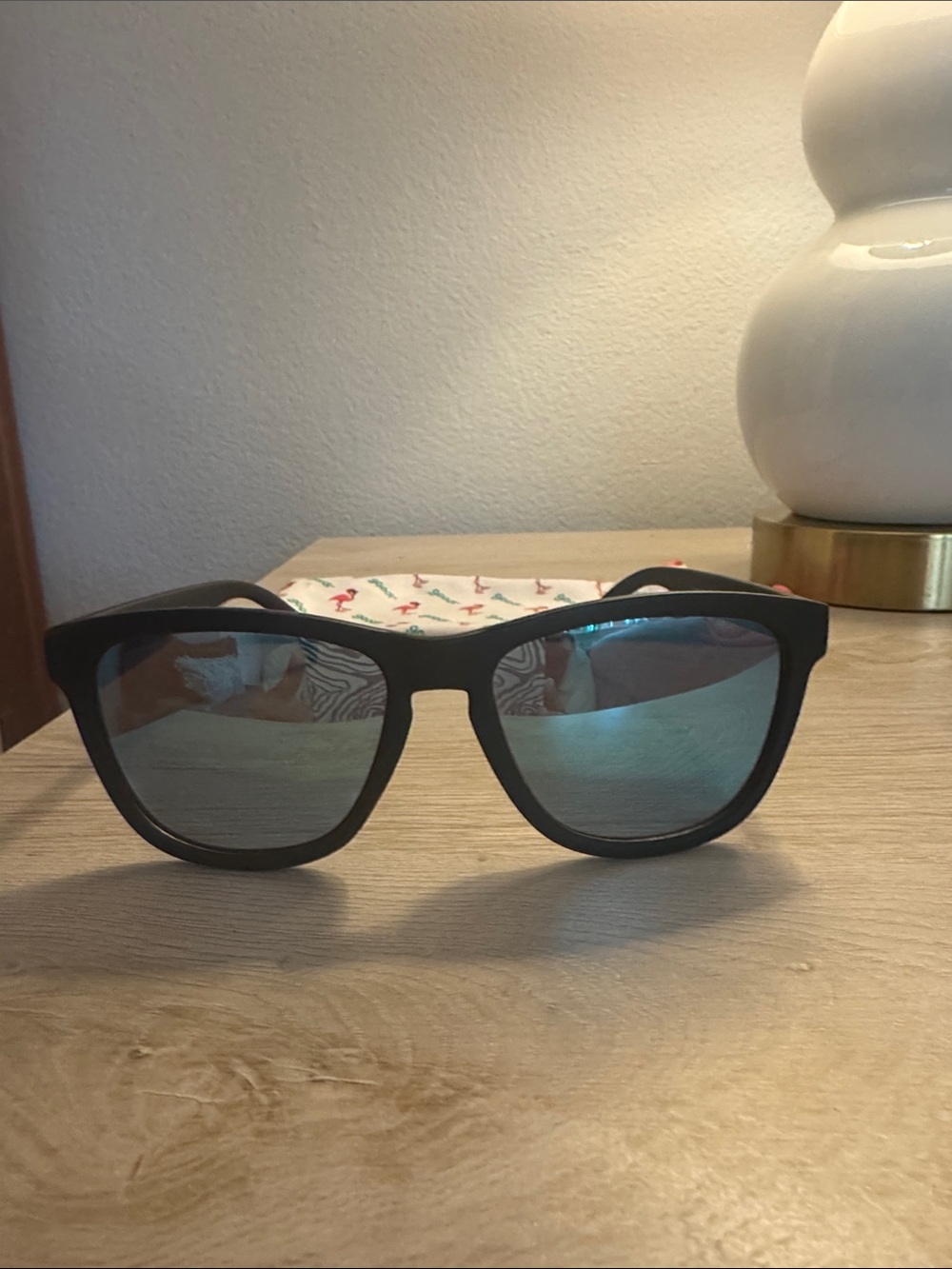 Women's Goodr Black Frame Sunglasses with Blue Mirrored Lenses